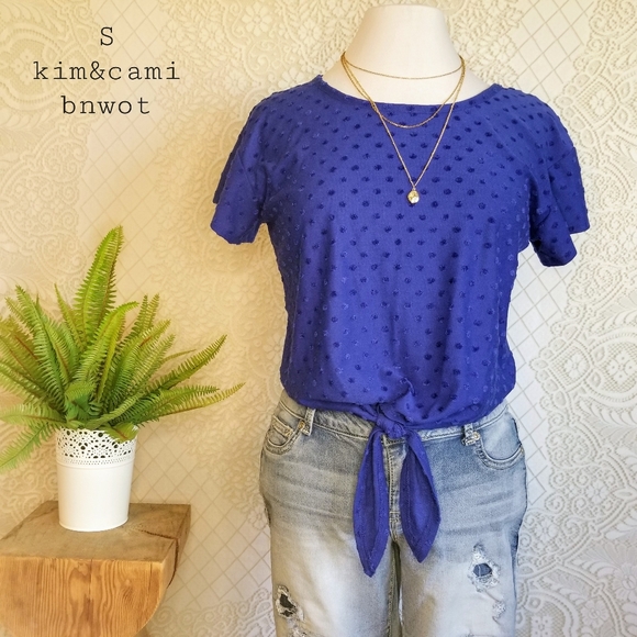 NWOT Dot Tee Tie Front - Picture 1 of 9